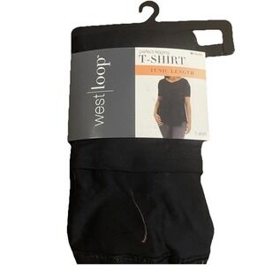 Women's West Loop Short Sleeve Perfect Legging T-Shirt Tunic Comfy M Black New